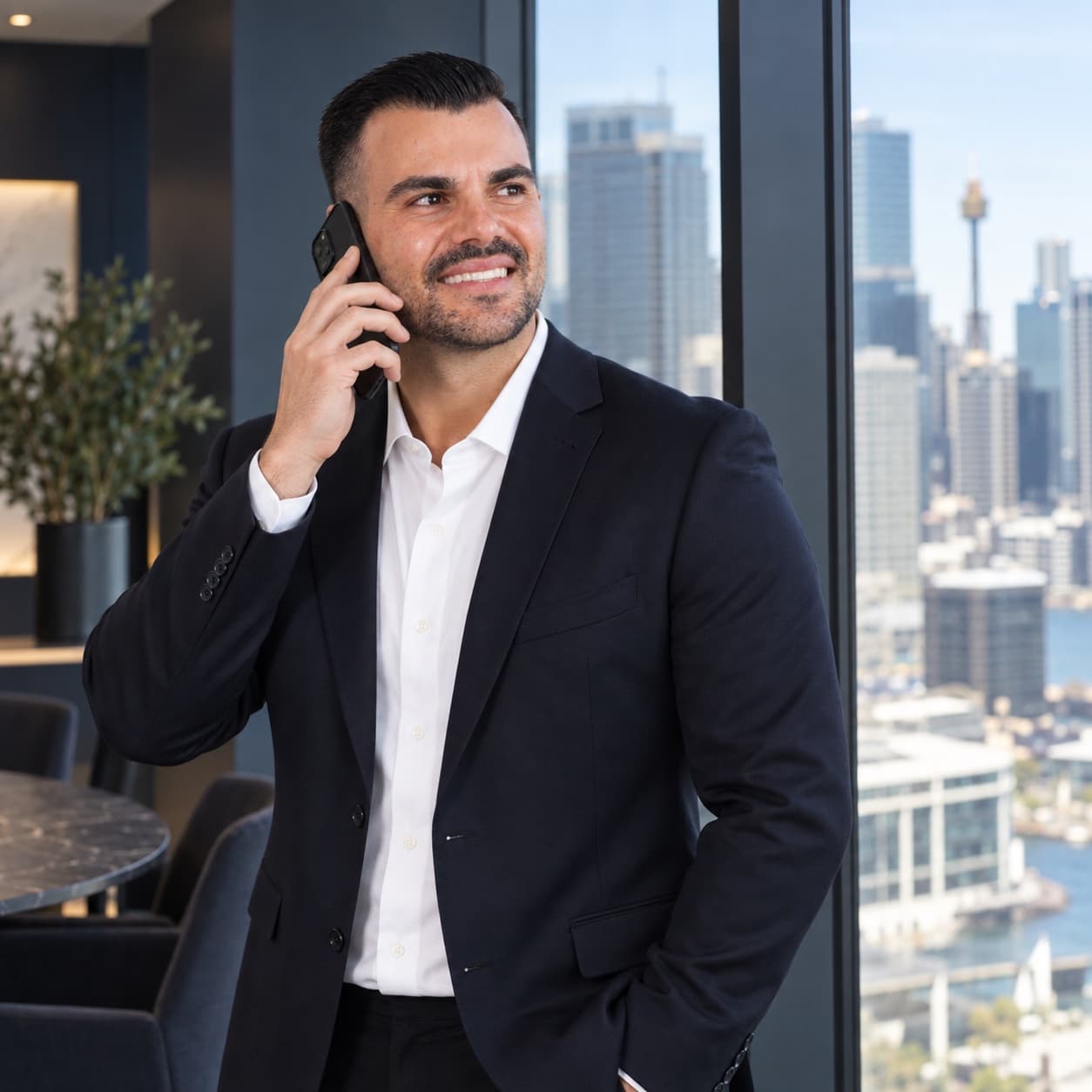 Stefan Siciliano, Lyft Money co-founder, taking a client call in the Parramatta office
